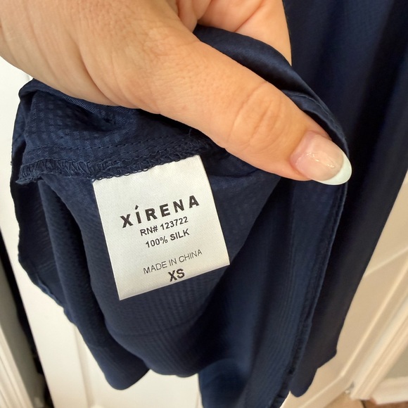 Xirena Silk Satin ruffled "Posey" sleeveless blue dress ruffled Midi size XS - Picture 11 of 11